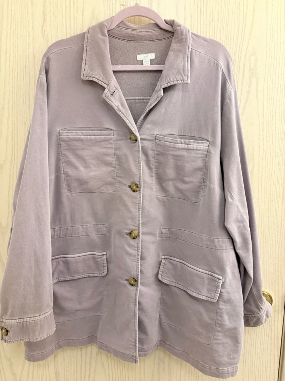 J. Jill Softest Lavender Utility Jacket - Women's Relaxed Button-Front Coat